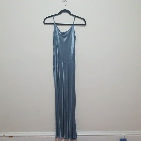 VINTAGE Blue Silky Dress - Picture 1 of 3